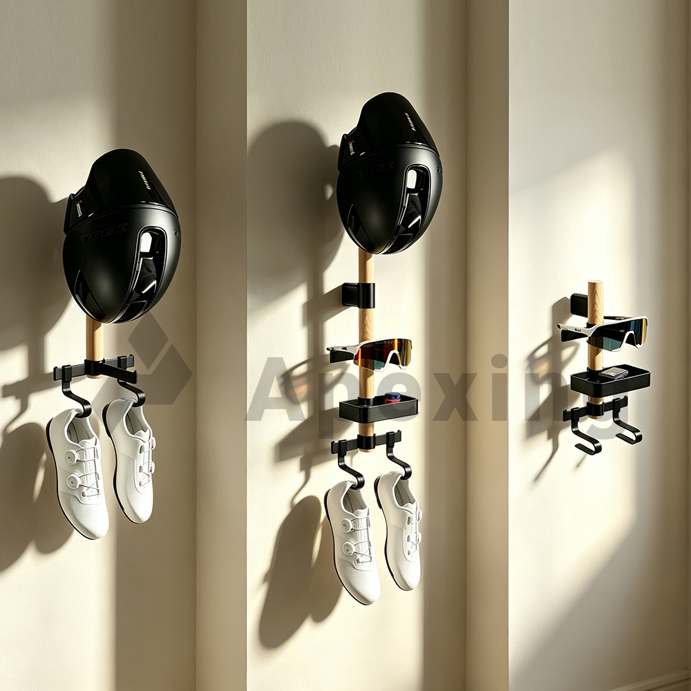 Cycling Gear Wall Mount - A1 Wandmontage Fietsopbergrek Helmhouder Zonnebril Schoenen