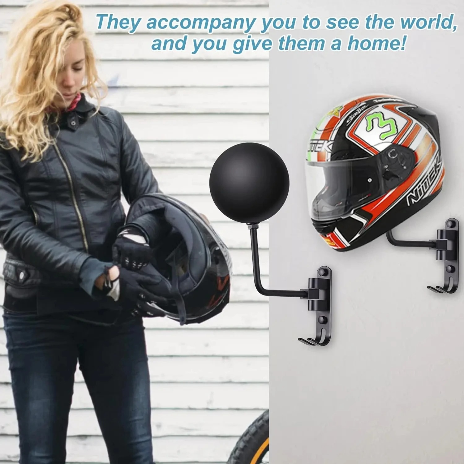 Cycling Gear Wall Mount - Wandgemonteerd motorhelmrek, 180° ° Rotatie Hanger