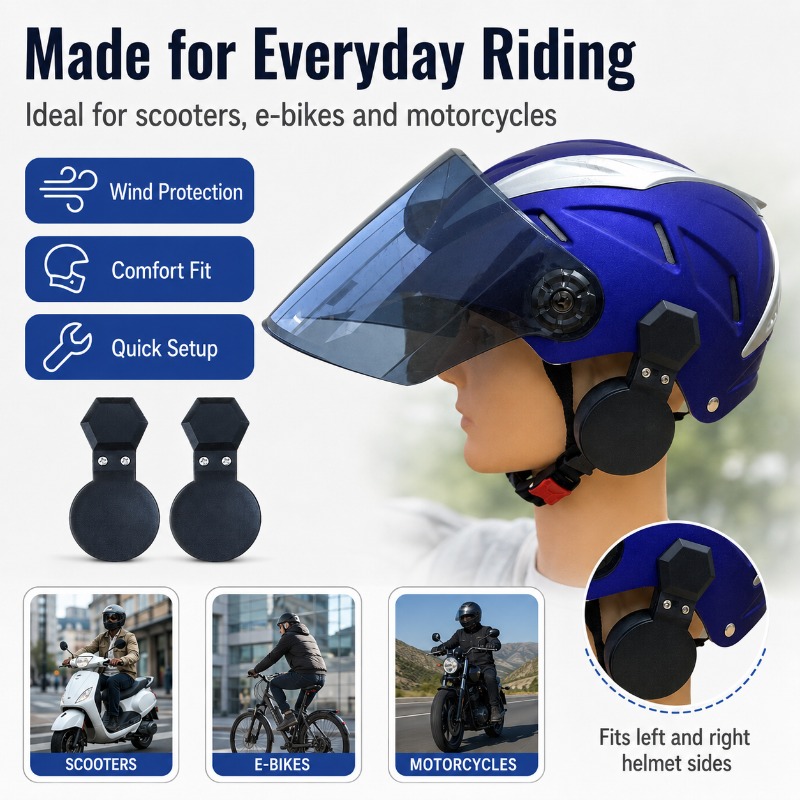 Bicycle Helmet - Clip-on helm-oorbeschermers voor bescherming tegen de