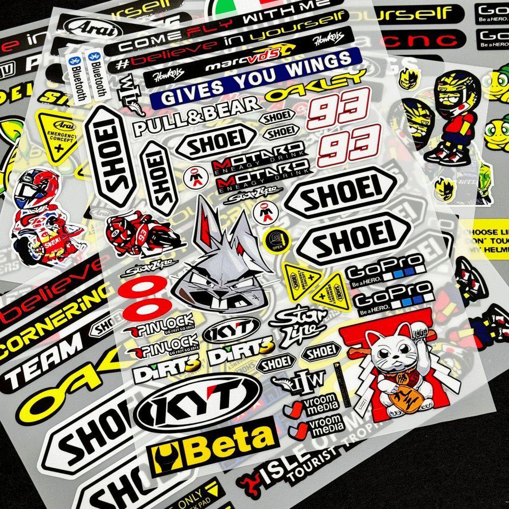Bicycle Helmet - Motorhelmstickers Set Waterdichte vinylstickers in racestijl