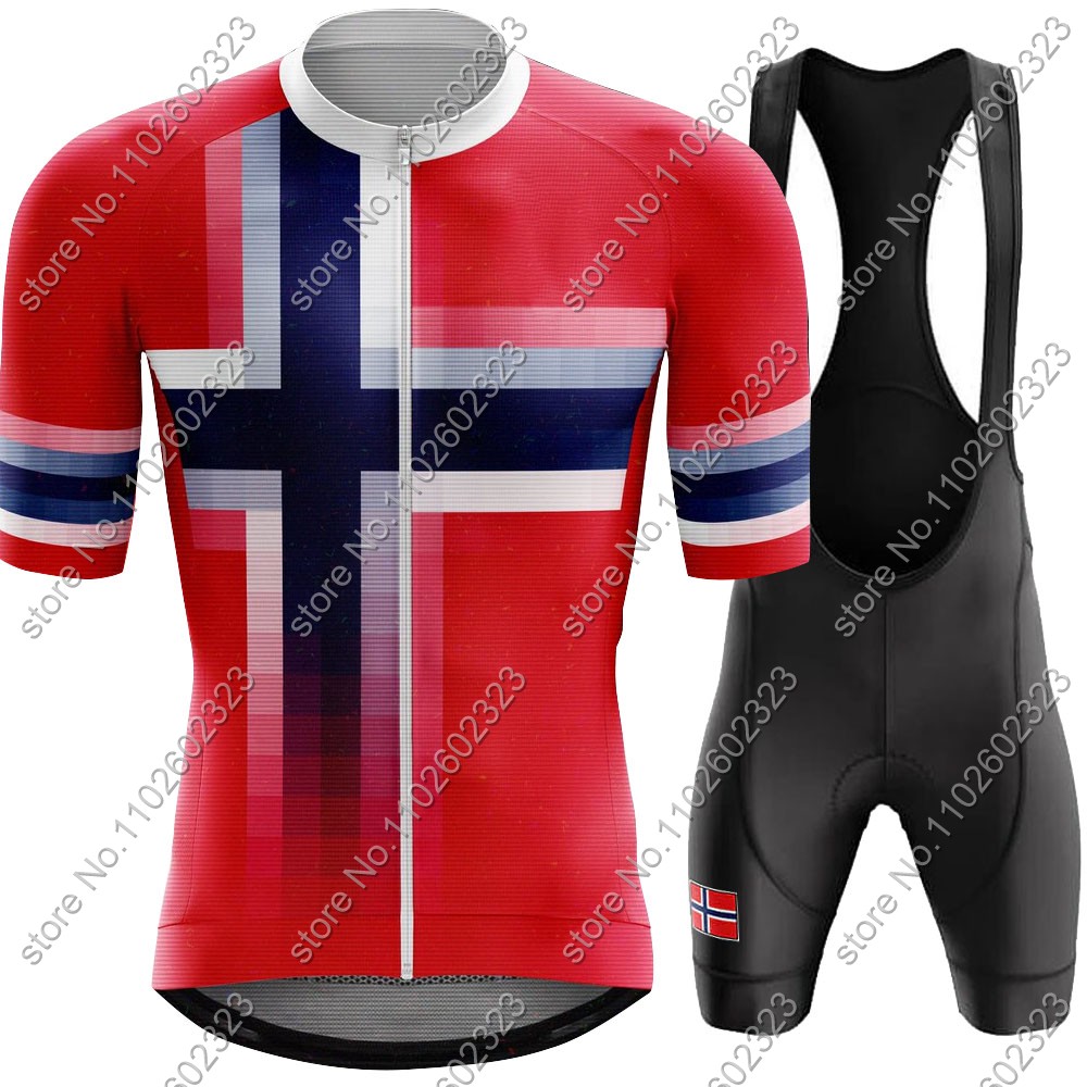 Cycling Bib Shorts - 2024 Norway Fietsshirt Nationale Team Set