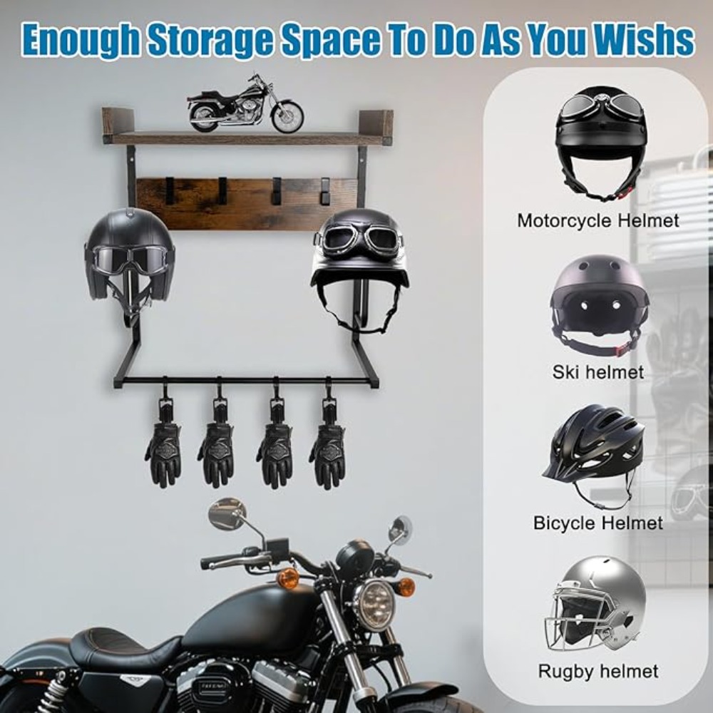 Motorhelmhouder met 4 handscho - Cycling Gear Wall Mount recensie en prijs