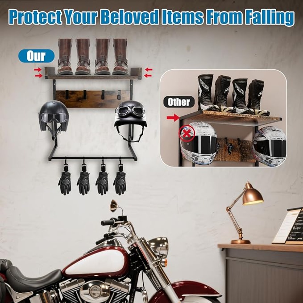 Motorhelmhouder met 4 handscho - Cycling Gear Wall Mount recensie en prijs