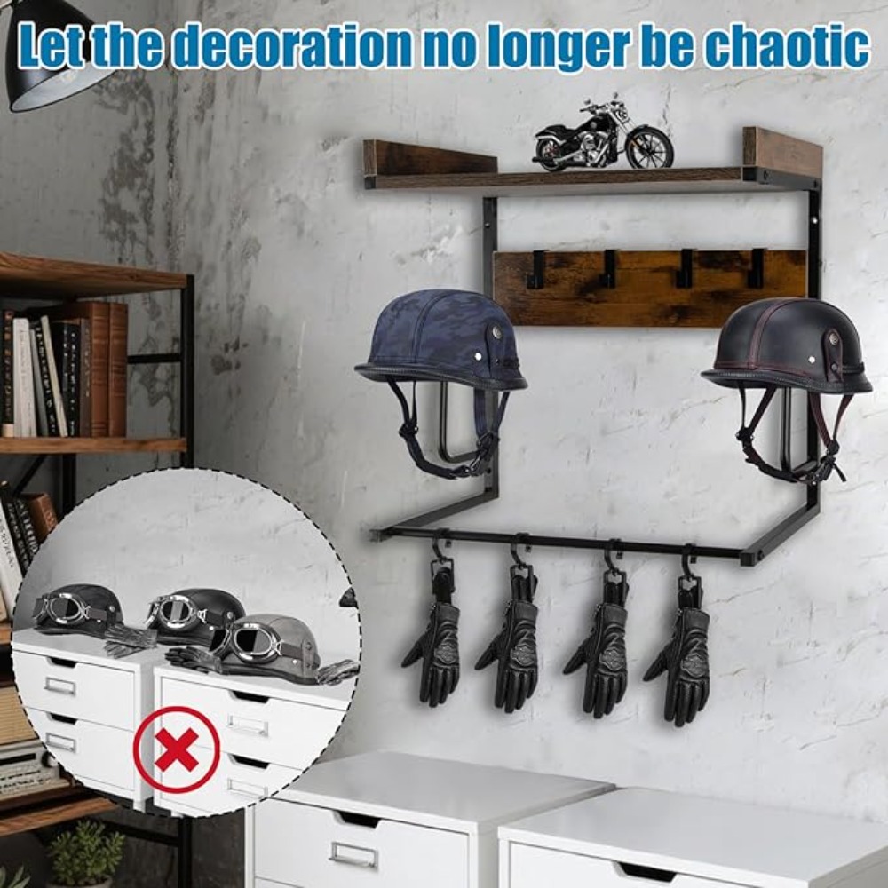 Motorhelmhouder met 4 handscho - Cycling Gear Wall Mount recensie en prijs